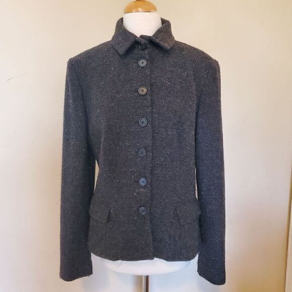 Lauren Ralph  Lauren Blazer Charcoal Gray Size 12  Wool Blend - Picture 3 of 8